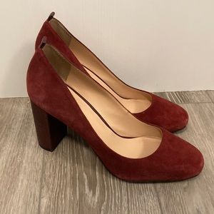 Franco Sarto | Burgundy Suede Heels | suede pumps | high heels | chunky heel
